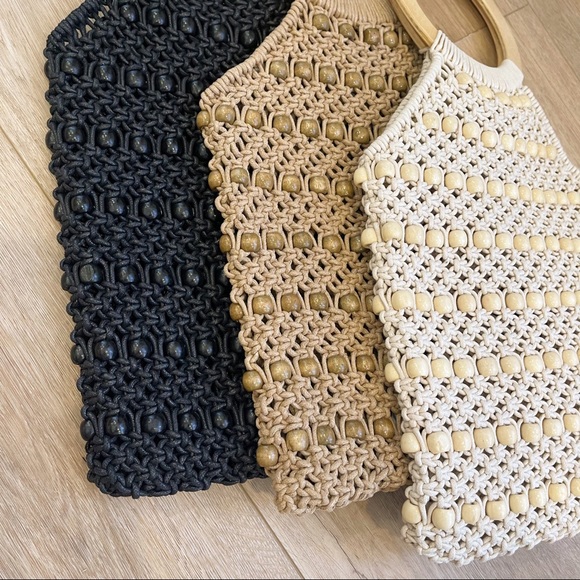 LAST2 • Cabo Ready Beaded Wooden Tote Handbag - Picture 9 of 14